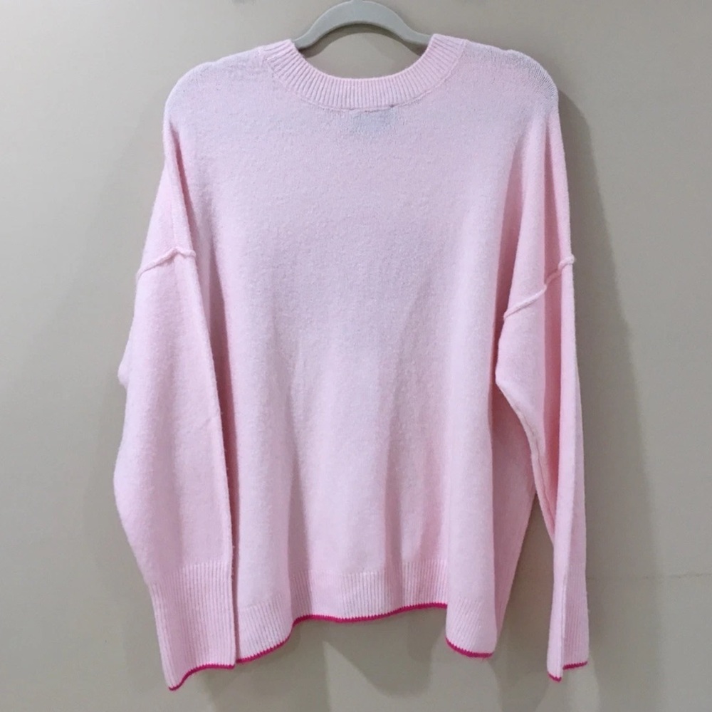 NWT CeCe Women’s XL Top Sweater Pullover Oversize Knit Pink “Be Wine” - Picture 2 of 5